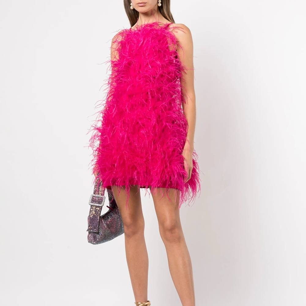 Cult Gaia Ostrich Feather Dress NWT